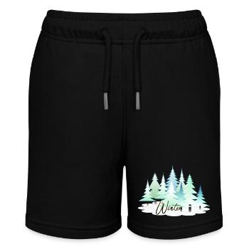 Winter Winterlandschaft Schnee Tannen - Stanley/Stella Teenager Bio-Joggingshorts MINI BOLTER - Schwarz - Vorne
