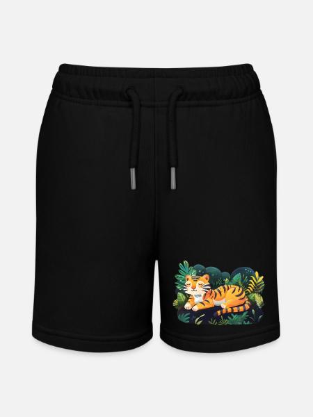 Cute Cartoon Tiger - Stanley/Stella MINI BOLTER Organic Teen Jogging Shorts - black