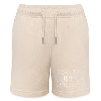 Lübeck Koordinaten Kartenprint - Stanley/Stella Teenager Bio-Joggingshorts MINI BOLTER - Natur - Vorne