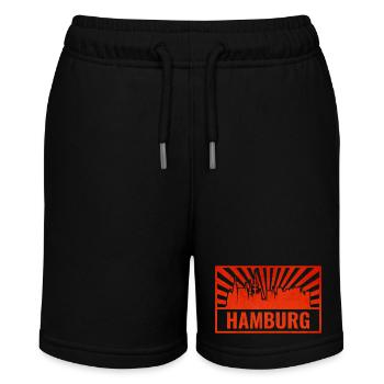 Hamburg Skyline Screen Print - Stanley/Stella MINI BOLTER Organic Teen Jogging Shorts - black - Front