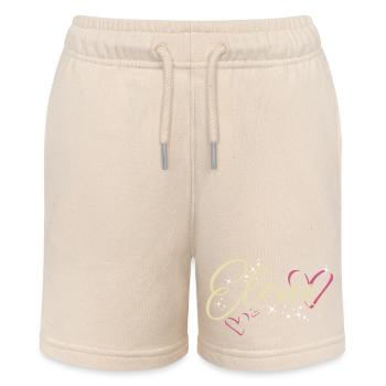 Elena Surname First name Calligraphy Heart - Stanley/Stella MINI BOLTER Organic Teen Jogging Shorts - soft Ecru - Front