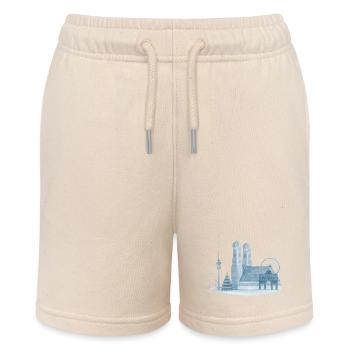 Munich Skyline - Hand Painted Watercolor - Stanley/Stella MINI BOLTER Organic Teen Jogging Shorts - soft Ecru - Front
