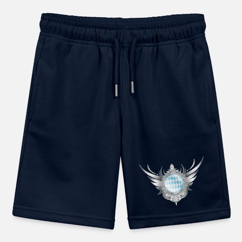 Silver wing crest with diamond pattern Stanley/Stella MINI BOLTER Organic Teen Jogging Shorts