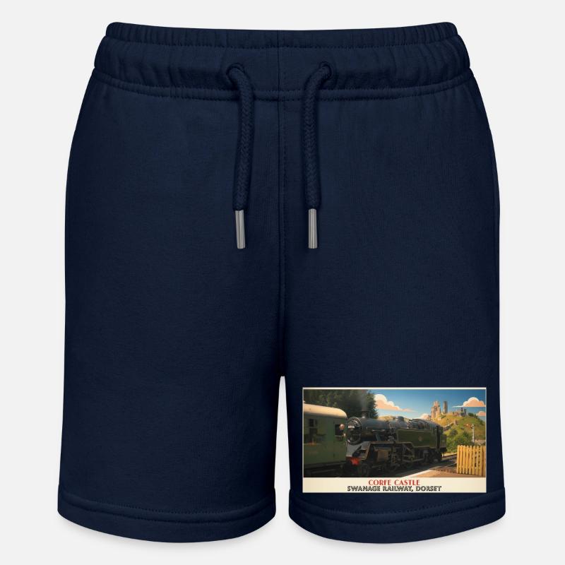 Affiche du train à vapeur du château de Corfe - Short bio MINI BOLTER Stanley/Stella Ado - bleu marine