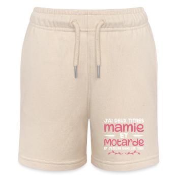 Zwei Granny- und Biker-Titel | Oma | Motorrad - Stanley/Stella Teenager Bio-Joggingshorts MINI BOLTER - Natur - Vorne