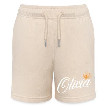 Olivia Name for Women Kids Toddlers - Olivia - Stanley/Stella MINI BOLTER Organic Teen Jogging Shorts - soft Ecru - Front