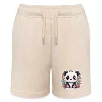 Panda Bär Junges Kind im niedlichen Brausestil - Stanley/Stella Teenager Bio-Joggingshorts MINI BOLTER - Natur - Vorne
