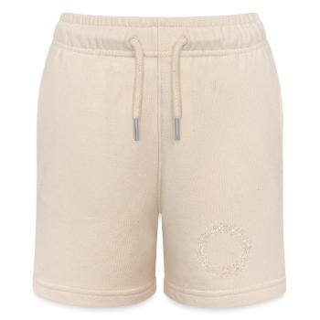delicate white and pink blossoms baby's breath wreath - Stanley/Stella MINI BOLTER Organic Teen Jogging Shorts - soft Ecru - Front