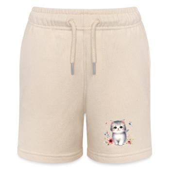 Cute Cat - Stanley/Stella MINI BOLTER Organic Teen Jogging Shorts - soft Ecru - Front