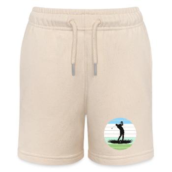 Golf Silhouette im Retro Streifenkreis - Stanley/Stella Teenager Bio-Joggingshorts MINI BOLTER - Natur - Vorne