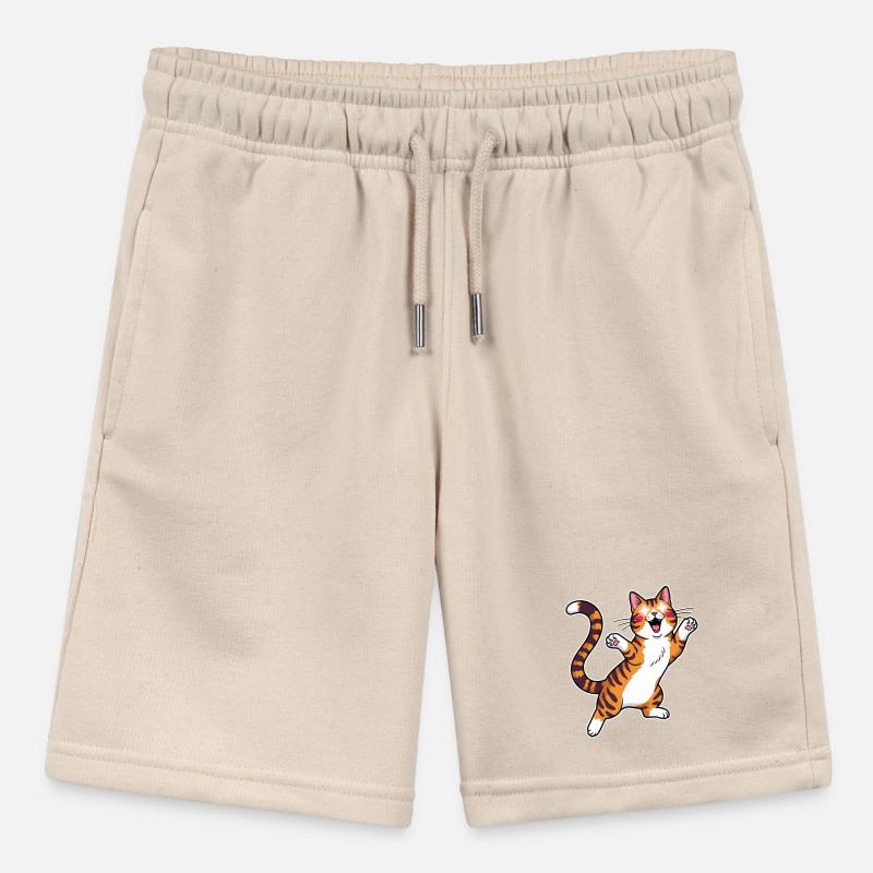 Cheerful tabby cat jumping joy Stanley/Stella MINI BOLTER Organic Teen Jogging Shorts