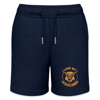 Meine Highlands Rinder ich liebe Highlands - Stanley/Stella Teenager Bio-Joggingshorts MINI BOLTER - Navy - Vorne