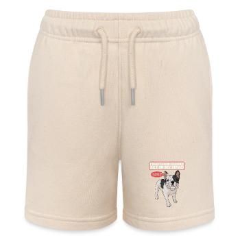 French Bulldog Dogs Gift - Stanley/Stella MINI BOLTER Organic Teen Jogging Shorts - soft Ecru - Front