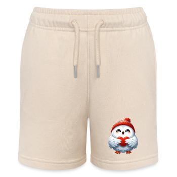Schneeeule Herz Liebe Valentinstag Design - Stanley/Stella Teenager Bio-Joggingshorts MINI BOLTER - Natur - Vorne