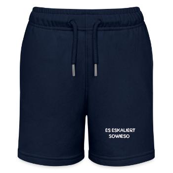 Es eskaliert sowieso lustiger Spruch Geschenk - Stanley/Stella Teenager Bio-Joggingshorts MINI BOLTER - Navy - Vorne