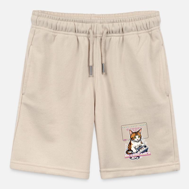 Retro Gaming Cat: Retrogamer with Controller Stanley/Stella MINI BOLTER Organic Teen Jogging Shorts