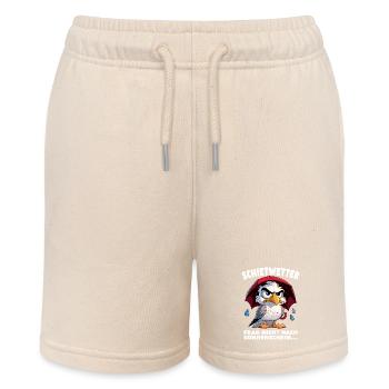 Schietwetter Spruch Lustige Möwe mit Regenschirm - Stanley/Stella Teenager Bio-Joggingshorts MINI BOLTER - Natur - Vorne