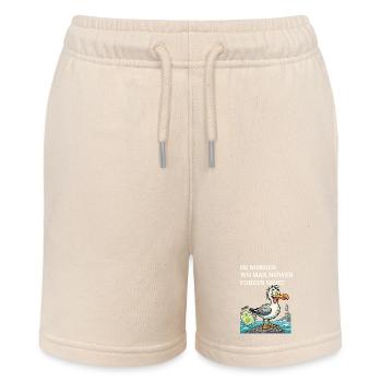 Norddeutscher Humor Spruch Möwe - Stanley/Stella Teenager Bio-Joggingshorts MINI BOLTER - Natur - Vorne