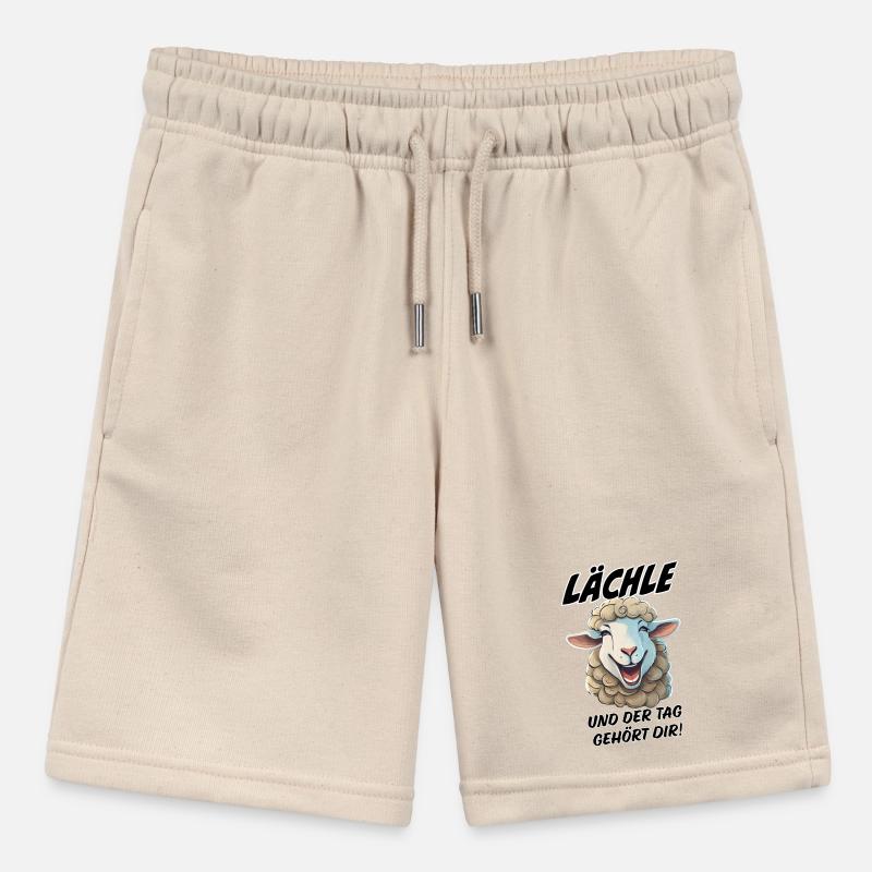 Lächle und der Tag gehört dir Schaf Schafe Stanley/Stella Teenager Bio-Joggingshorts MINI BOLTER