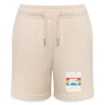 Level 39 freigeschalteter offizieller Teenager - Stanley/Stella Teenager Bio-Joggingshorts MINI BOLTER - Natur - Vorne