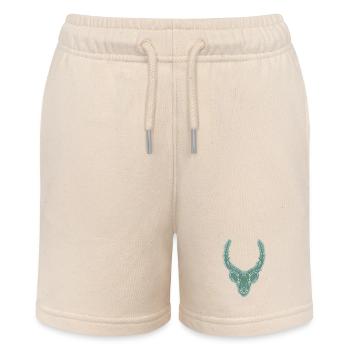 Hirschkopf / Geweih / Jagdtrophäe / Hirsch / Wild - Stanley/Stella Teenager Bio-Joggingshorts MINI BOLTER - Natur - Vorne
