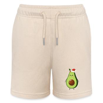 Christmas Avocado Santa Claus Mistletoe - Stanley/Stella MINI BOLTER Organic Teen Jogging Shorts - soft Ecru - Front