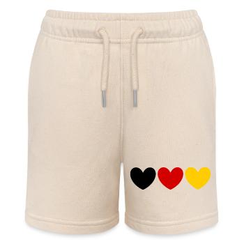 Germany Colors Heart Fan Shirt - Stanley/Stella MINI BOLTER Organic Teen Jogging Shorts - soft Ecru - Front