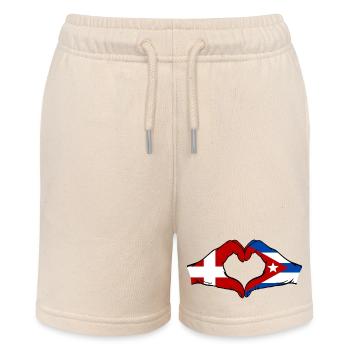 Dänemark Kuba Flagge Hände Herz - Stanley/Stella Teenager Bio-Joggingshorts MINI BOLTER - Natur - Vorne