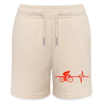 Bicycle heartbeat, pedal power! Heartbeat - Stanley/Stella MINI BOLTER Organic Teen Jogging Shorts - soft Ecru - Front