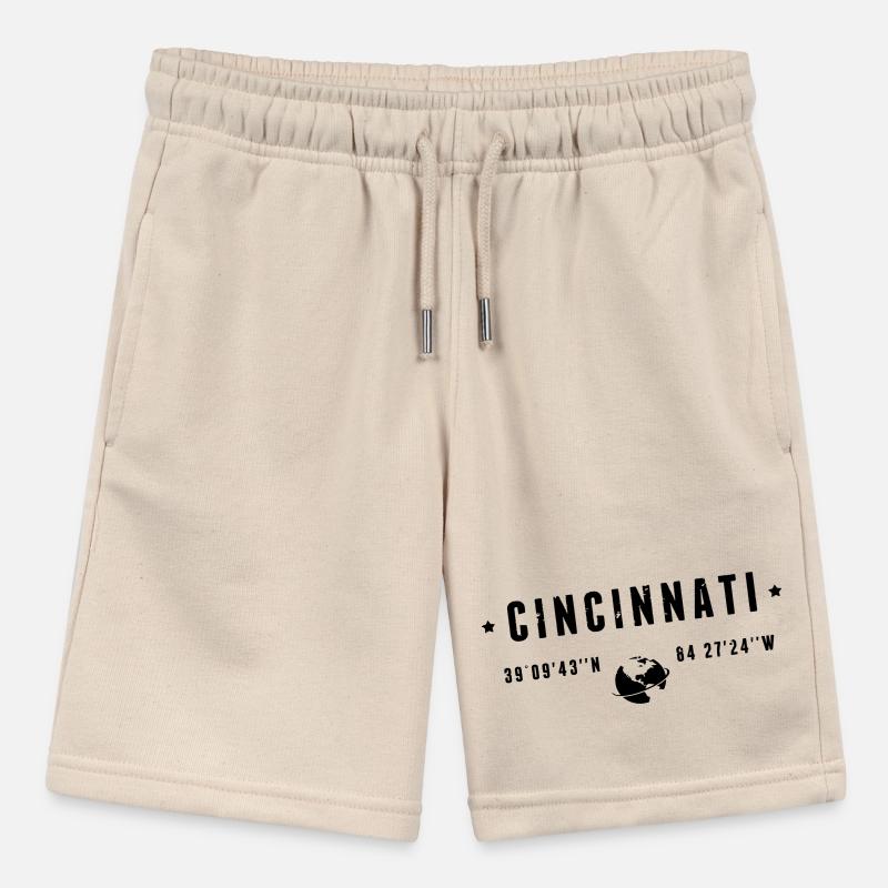 Cincinnati Ohio Coordinates Gps Globe Stanley/Stella MINI BOLTER Organic Teen Jogging Shorts