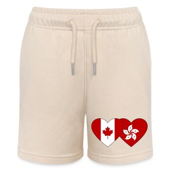 Canada Hong Kong Flag Heart - Stanley/Stella MINI BOLTER Organic Teen Jogging Shorts - soft Ecru - Front