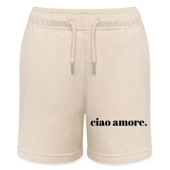 ciao amore Italian Quote Typography Art - Stanley/Stella MINI BOLTER Organic Teen Jogging Shorts - soft Ecru - Front