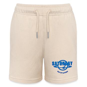 Saturday Saturday Weekdays Saturn blue used look - Stanley/Stella MINI BOLTER Organic Teen Jogging Shorts - soft Ecru - Front