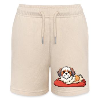Shih Tzu satisfait se prélassant sur un oreiller en peluche - Short bio MINI BOLTER Stanley/Stella Ado - écru doux - Devant