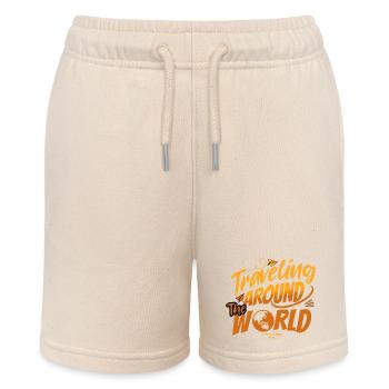 Reise Design Unisex "Traveling around the World" - Stanley/Stella Teenager Bio-Joggingshorts MINI BOLTER - Natur - Vorne