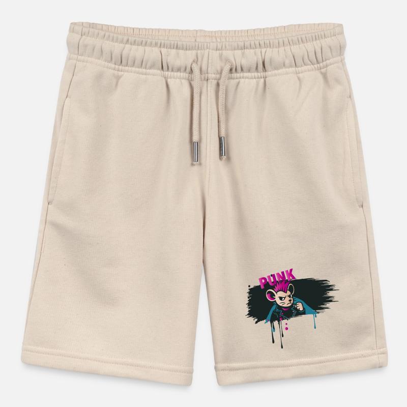 Punk Mouse with Mohawk and Leather Jacket Stanley/Stella MINI BOLTER Organic Teen Jogging Shorts