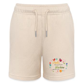 Couronne de fleurs - Fleurs colorées - Oiseau - Coccinelle - Short bio MINI BOLTER Stanley/Stella Ado - écru doux - Devant