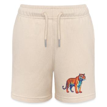 Aquarelle Pop Art Coloré Arc-en-ciel Tigre - Short bio MINI BOLTER Stanley/Stella Ado - écru doux - Devant