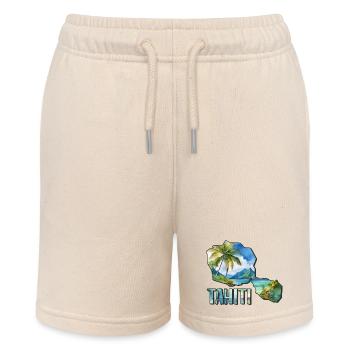 Aquarell Landkarte Tahiti - Stanley/Stella Teenager Bio-Joggingshorts MINI BOLTER - Natur - Vorne