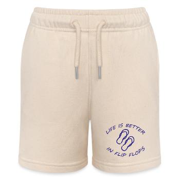 LIFE IS BETTER IN FLIP FLOPS - Stanley/Stella MINI BOLTER Organic Teen Jogging Shorts - soft Ecru - Front