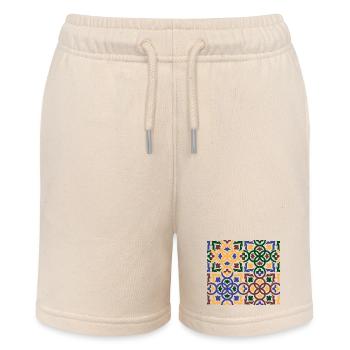 Andalusian Tiles 3 (face mask) - Stanley/Stella MINI BOLTER Organic Teen Jogging Shorts - soft Ecru - Front