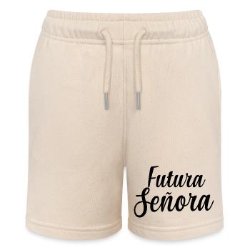 Futura Señora Engagement Bridal Shower Wedding - Stanley/Stella MINI BOLTER Organic Teen Jogging Shorts - soft Ecru - Front