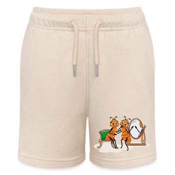 Karikatur glückliche Ameisenfreundinnen - Stanley/Stella Teenager Bio-Joggingshorts MINI BOLTER - Natur - Vorne