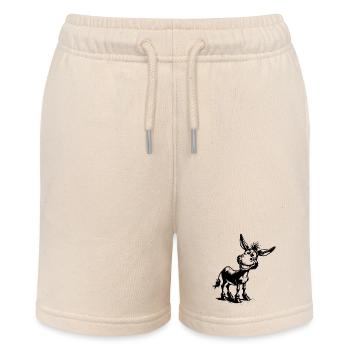 Lustig grinsender Esel Bleistift Zeichnung - Stanley/Stella Teenager Bio-Joggingshorts MINI BOLTER - Natur - Vorne