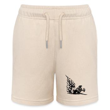 Schnelles Dragster Auto mit flammendem Motor - Stanley/Stella Teenager Bio-Joggingshorts MINI BOLTER - Natur - Vorne