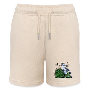 Smiling cat in foliage - Stanley/Stella MINI BOLTER Organic Teen Jogging Shorts - soft Ecru - Front