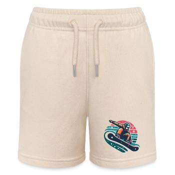 Dynamic Snowboarder Motion Illustration - Stanley/Stella MINI BOLTER Organic Teen Jogging Shorts - soft Ecru - Front