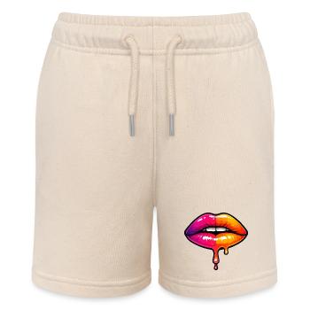Dripping Neon Lips - Stanley/Stella MINI BOLTER Organic Teen Jogging Shorts - soft Ecru - Front