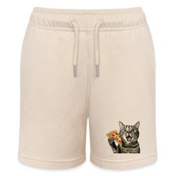 Pizza cat - Stanley/Stella MINI BOLTER Organic Teen Jogging Shorts - soft Ecru - Front