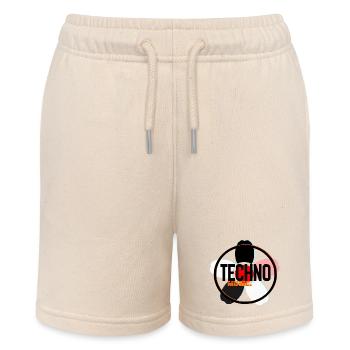 Techno Music Circle Logo - Stanley/Stella MINI BOLTER Organic Teen Jogging Shorts - soft Ecru - Front